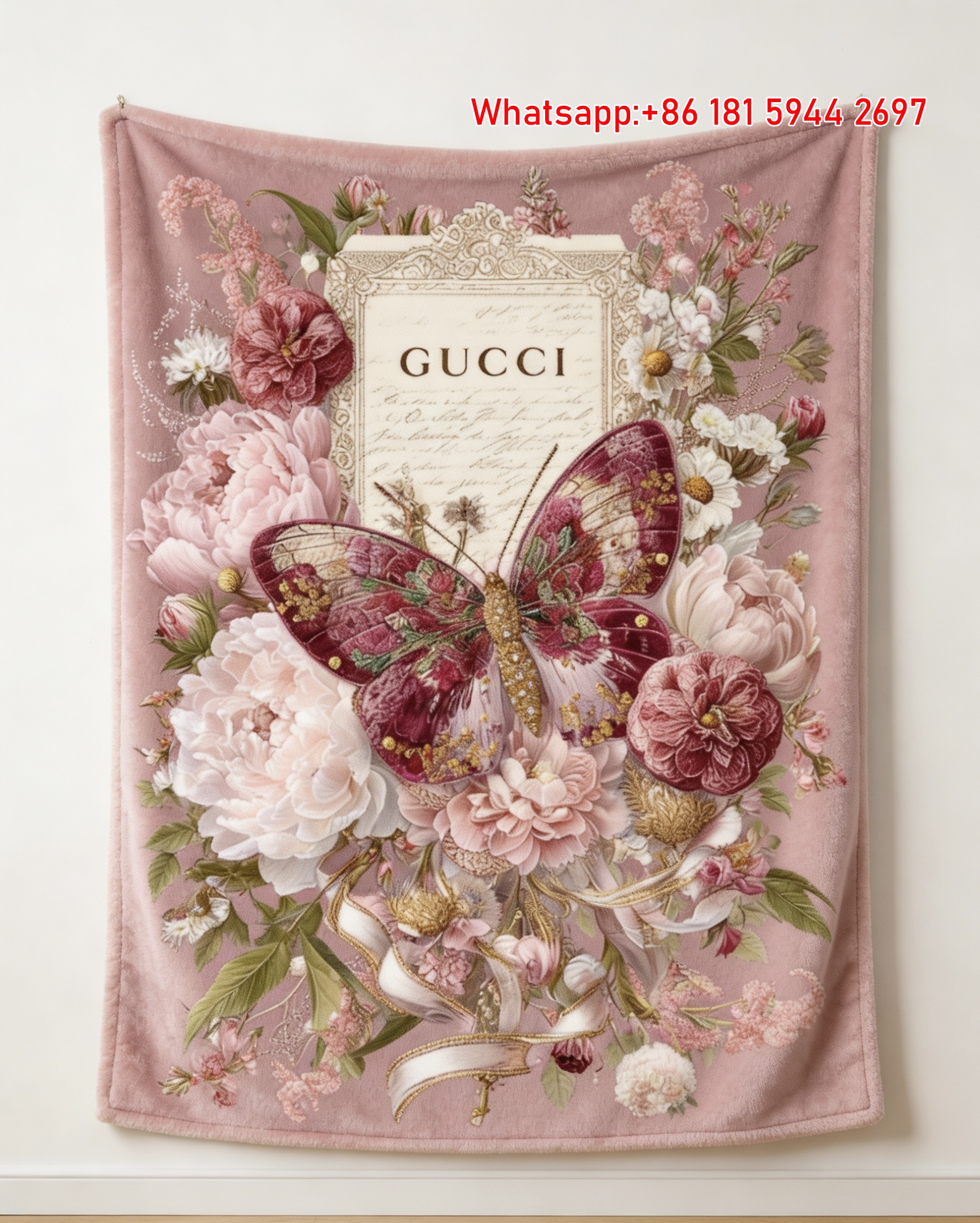 Gucci Butterfly Garden Vintage Gucci Floral Throw Blankets IMG_2800